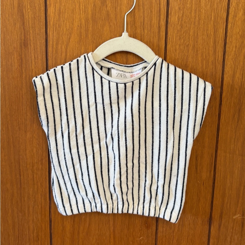 Zara Kids Striped Black and White Top
